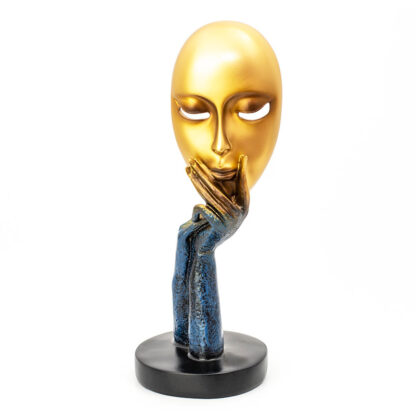 Statuetă decorativă masca culoare auriu cu negru și albastru