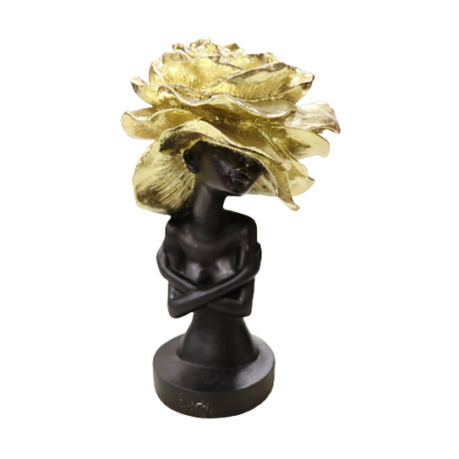Statuetă decorativă trandafir auriu